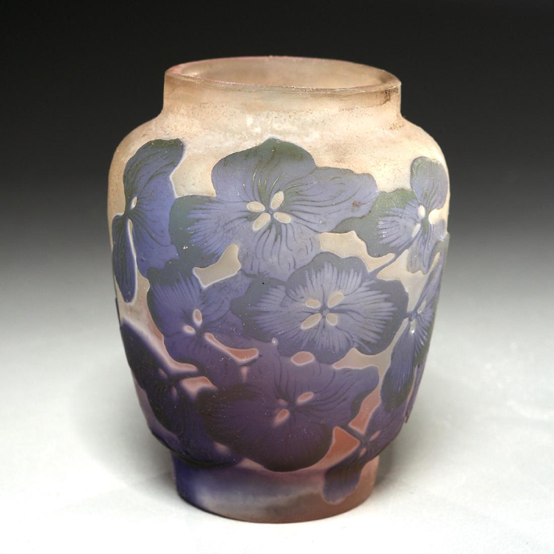 Galle style miniature hydrangea cameo glass vase (1 of 6)