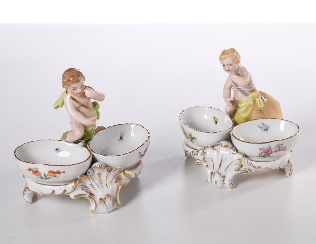Pair KPM porcelain putti figural double salts (1 of 7)