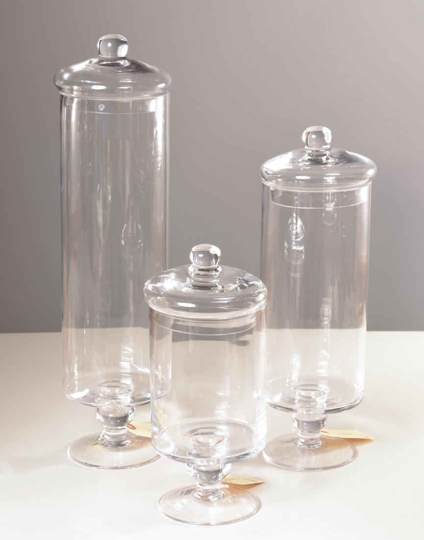 Set (3) hand-blown covered apothecary jars (1 of 4)