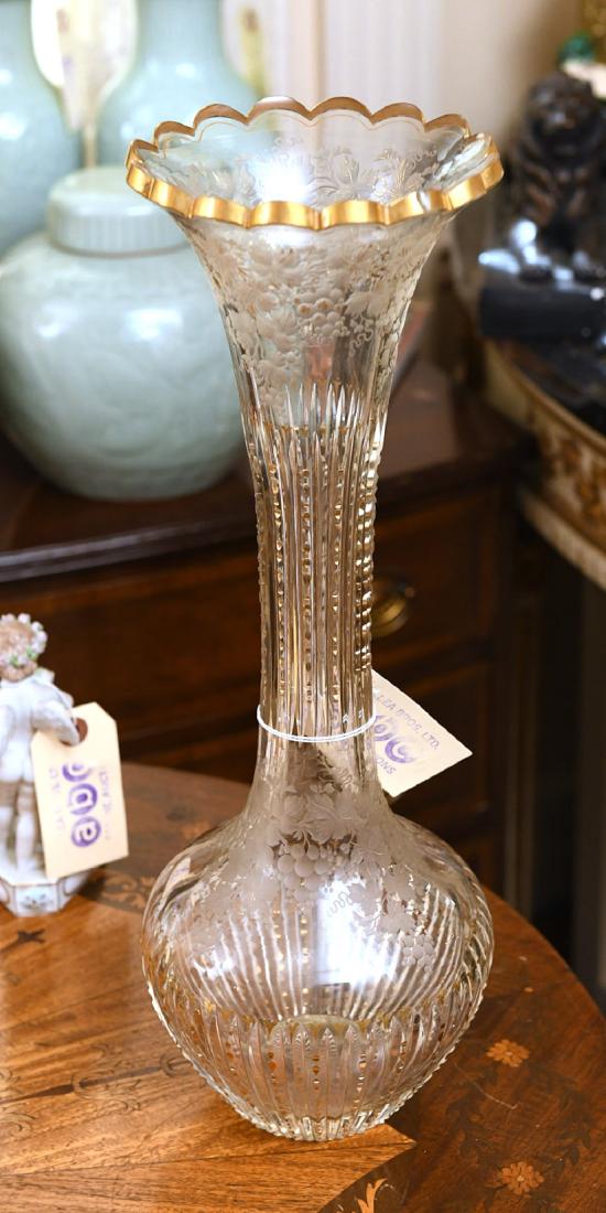 Belle Epoque etched and cut crystal vase (1 of 5)