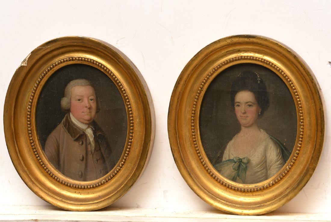Pair Continental portrait miniatures on canvas (1 of 6)