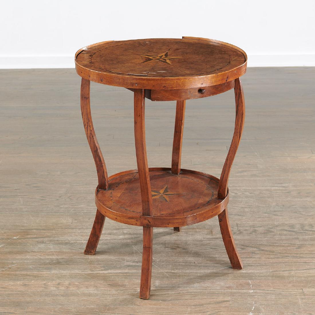 Italian two-tiered table with compass inlay (1 of 7)