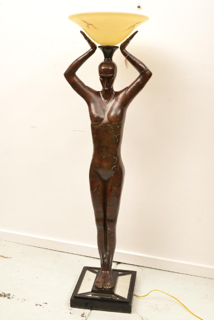 Art Deco style figural torchiere lamp (1 of 8)