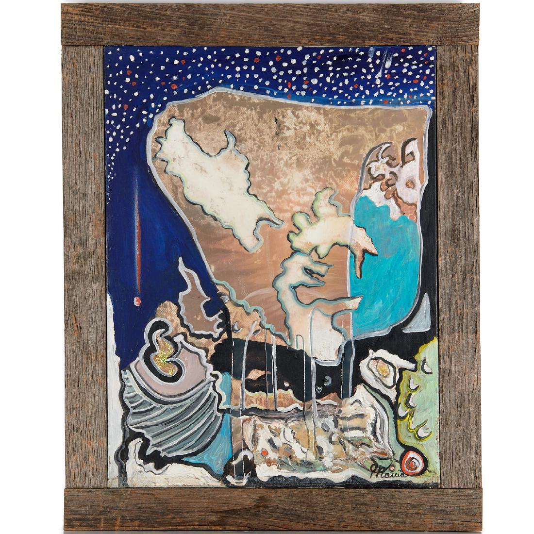 Marisol Franco, collage: Marisol Franco, collage, Marisol Franco (Italian, 20th/21st c.), "Technica Mista", 2006, oil on canvas collage on canvas, signed "Marisol" lower right, signed "Marisol Franco" and dated twice verso on