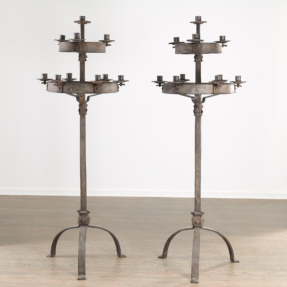 Pair Gothic style iron floor candelabra (1 of 6)