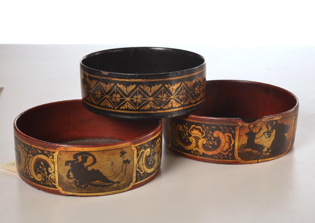 (3) antique gilt papier mache bottle coasters (1 of 10)