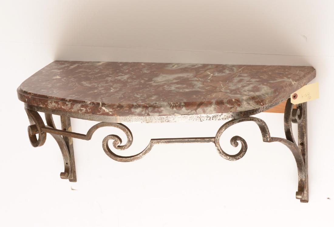 Wrought iron marble top bracket console (1 of 4)