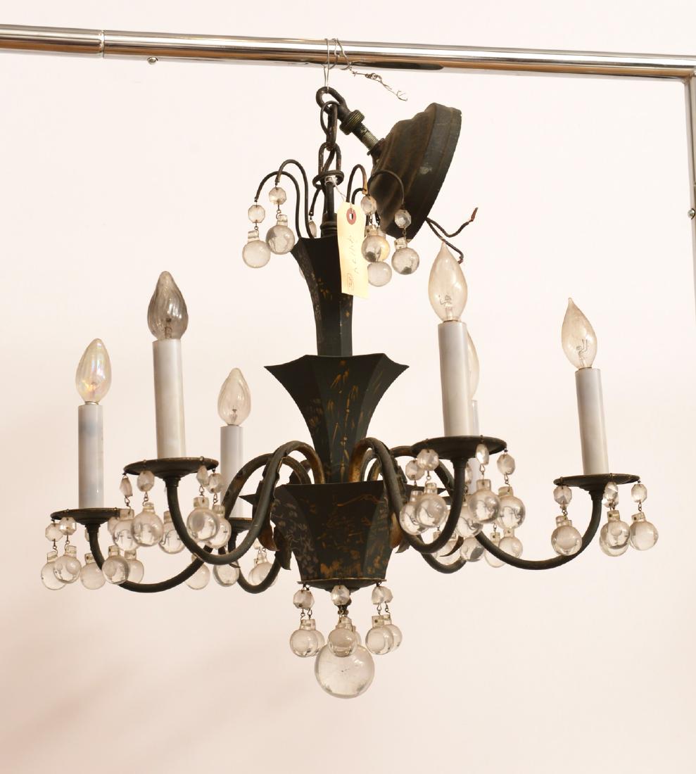 Black painted and gilt tole chandelier (1 of 5)
