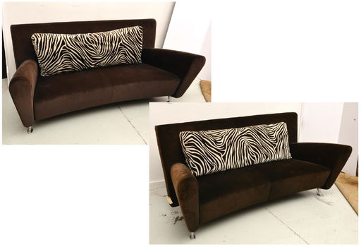 Pair Roche Bobois Style Velour Sofas