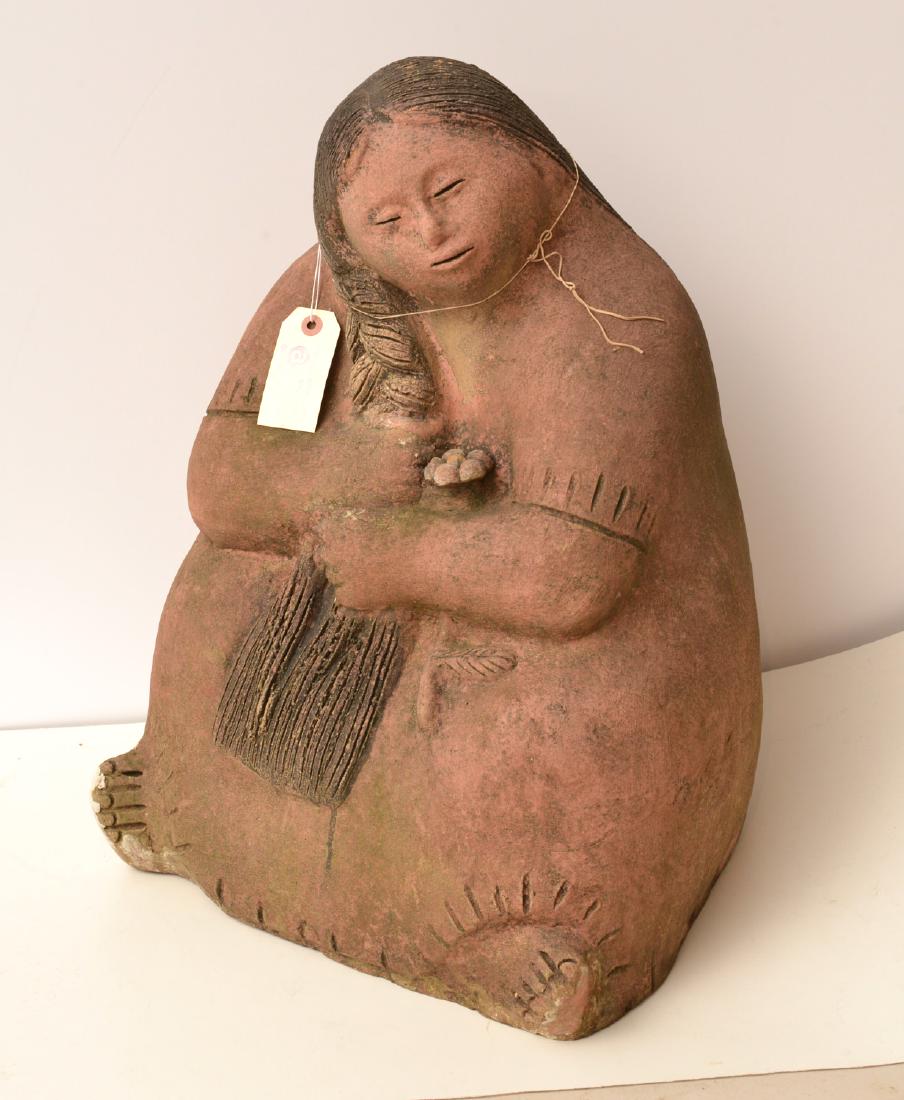 Large Mexican earthenware sculpture of a woman (1 of 7)