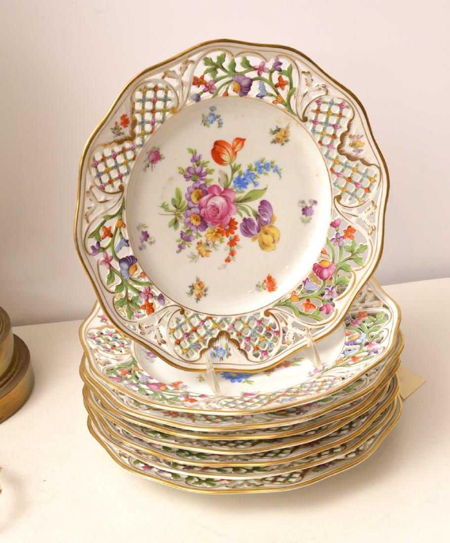 Set (8) Schumann pierced porcelain cabinet plates (1 of 9)