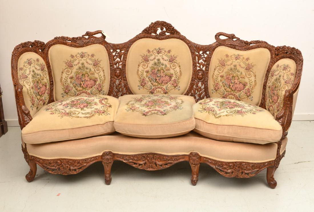 Nicely carved walnut Victorian style sofa (1 of 9)