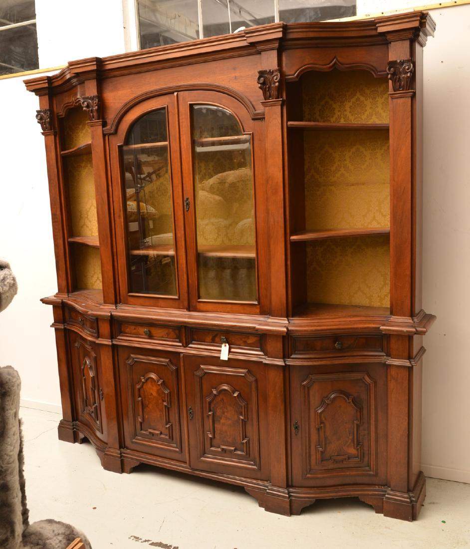 Italian Baroque style walnut bookcase cabinet (1 of 7)