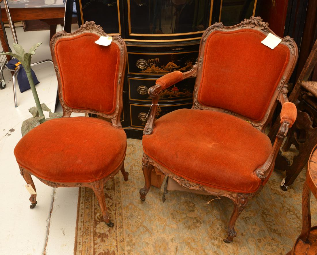 (2) Napoleon III carved beechwood chairs (1 of 8)