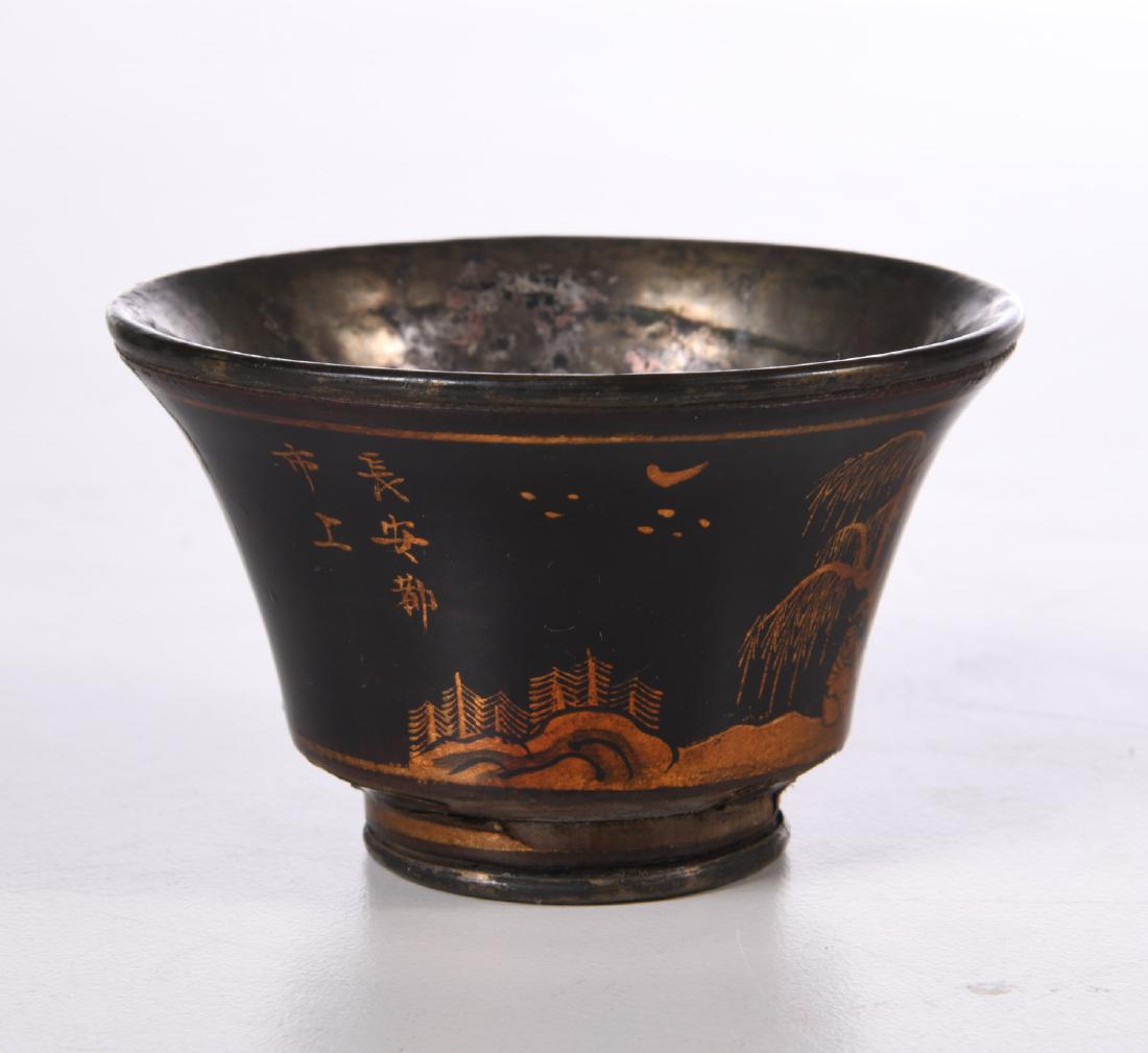 Chinese black lacquer libation cup (1 of 6)