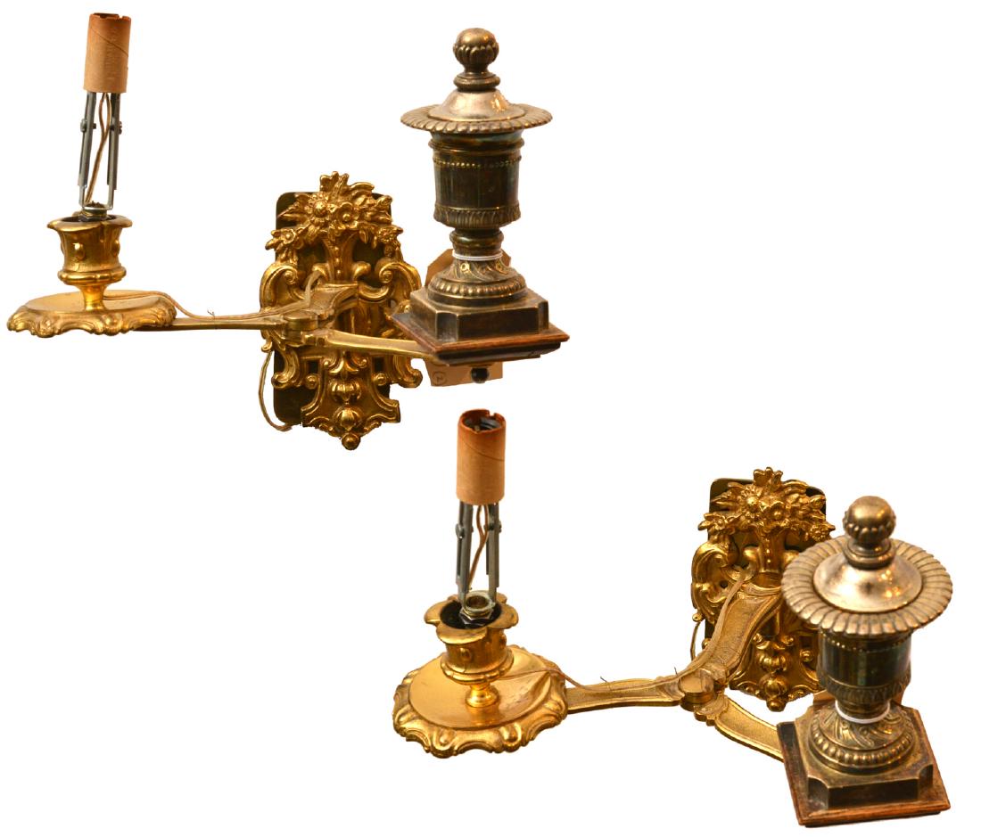 Pair Continental bronze swing-arm sconces (1 of 10)