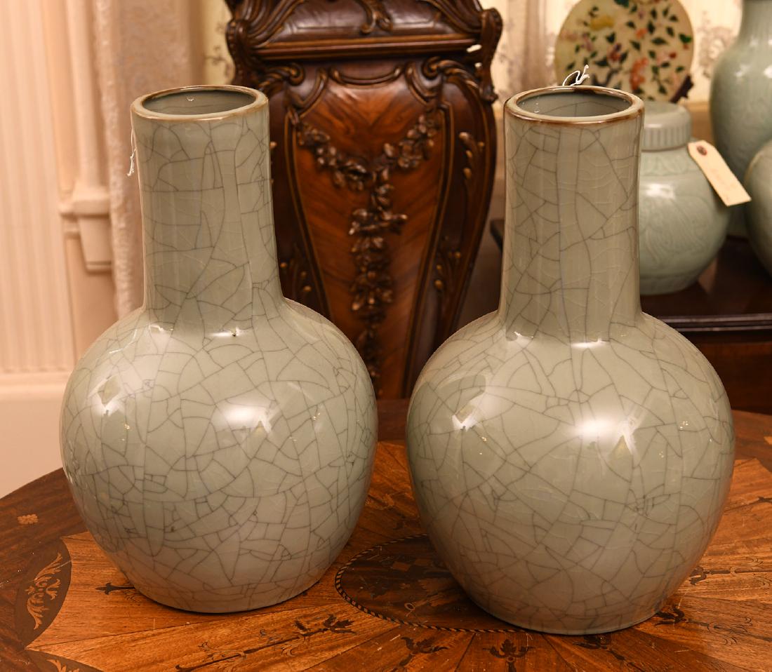 Pair large Chinese celadon crackle vases (1 of 5)