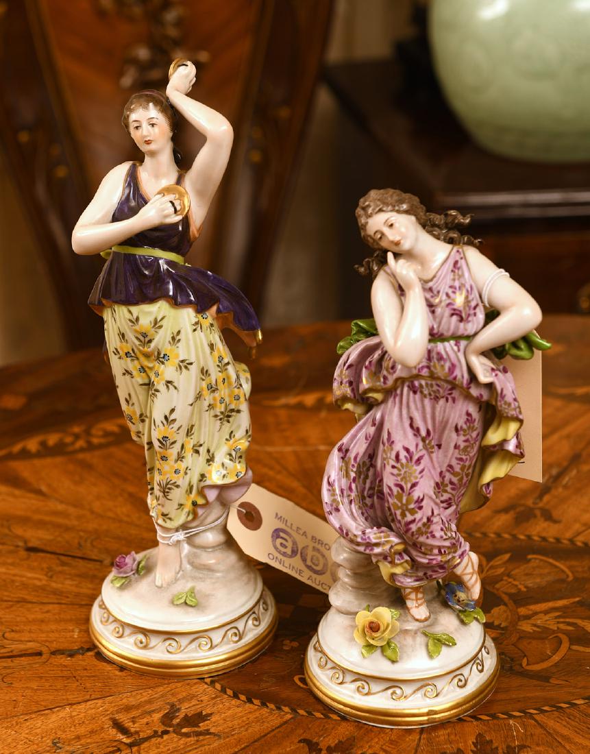Pair Continental porcelain figures of muses (1 of 7)