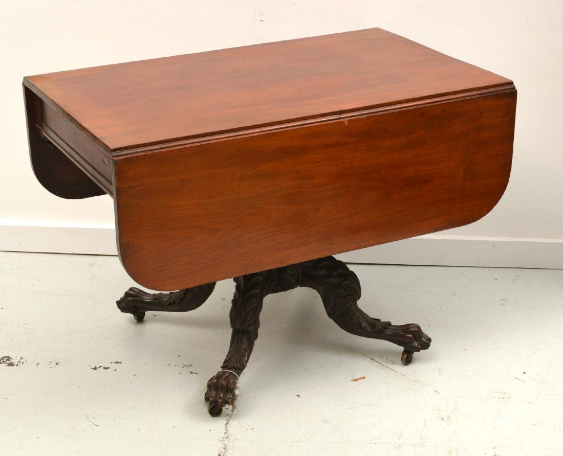 American Classical carved mahogany drop leaf table (1 of 8)