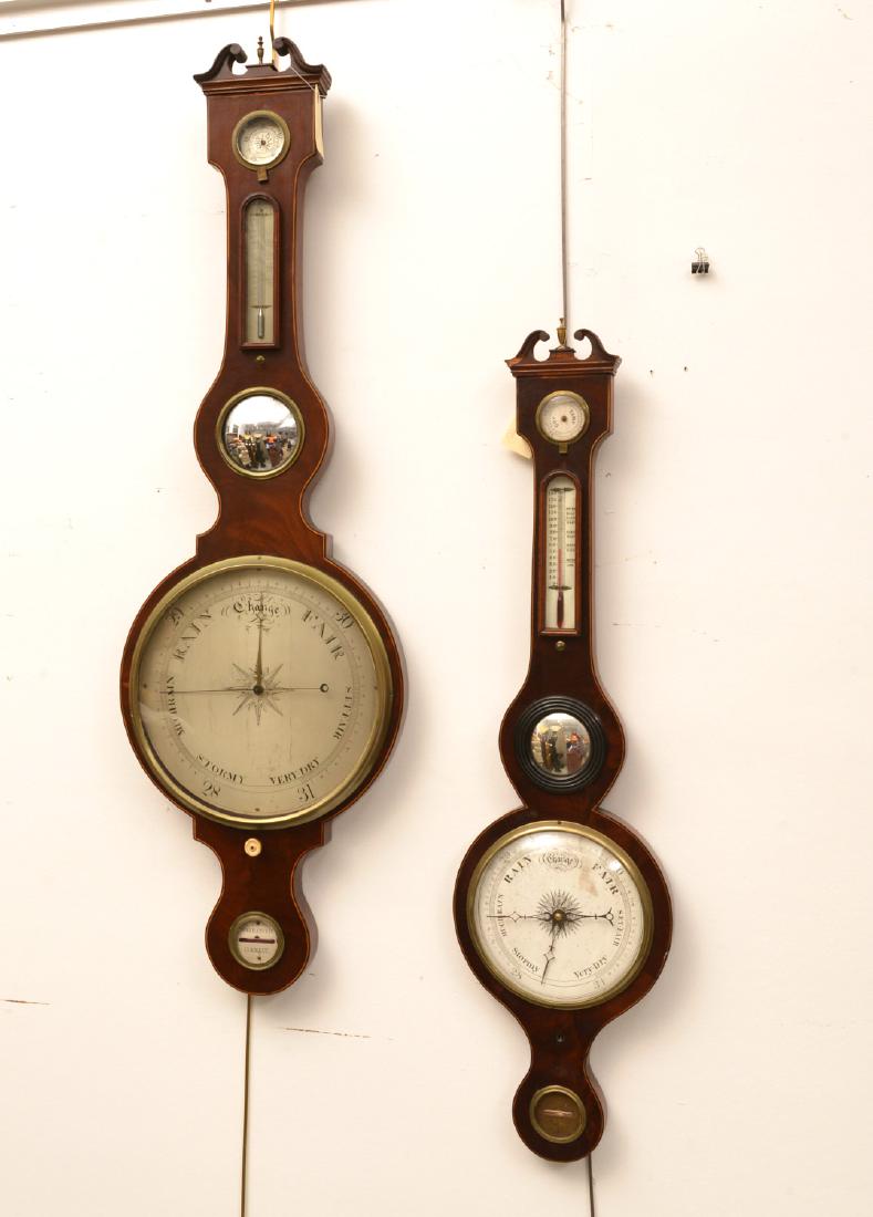 (2) English Victorian banjo wall barometers (1 of 10)
