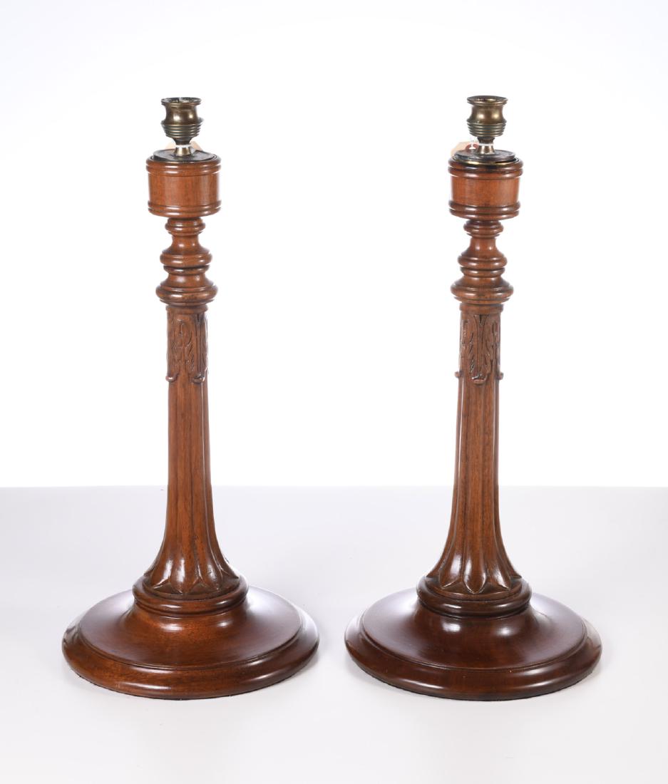 Pair large William IV style mahogany candlesticks (1 of 6)
