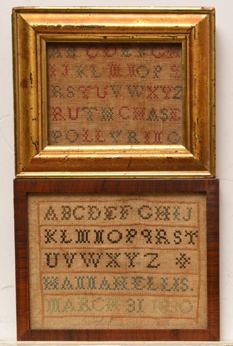 (2) antique miniature girlhood samplers (1 of 6)