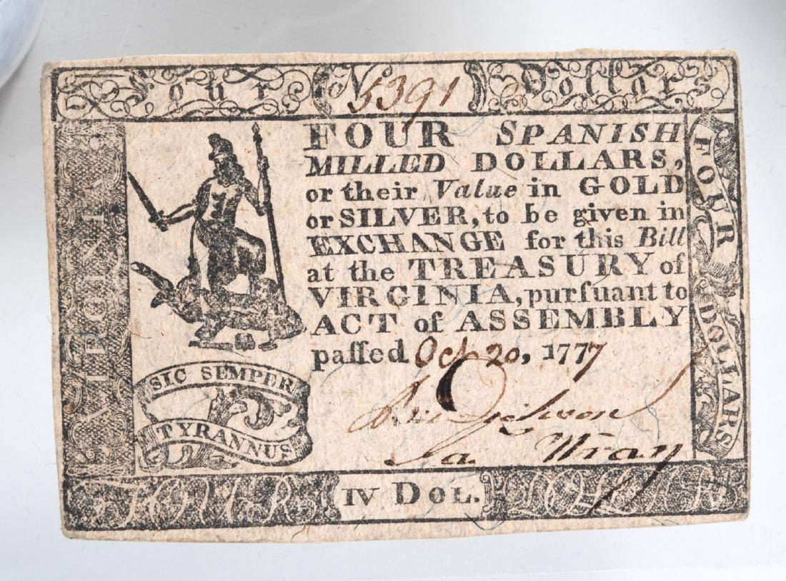 1777 Colonial Note, Four Dollars, Virginia (1 of 4)