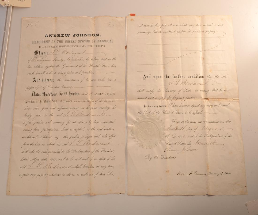 President Andrew Johnson, Confederate pardon (1 of 9)
