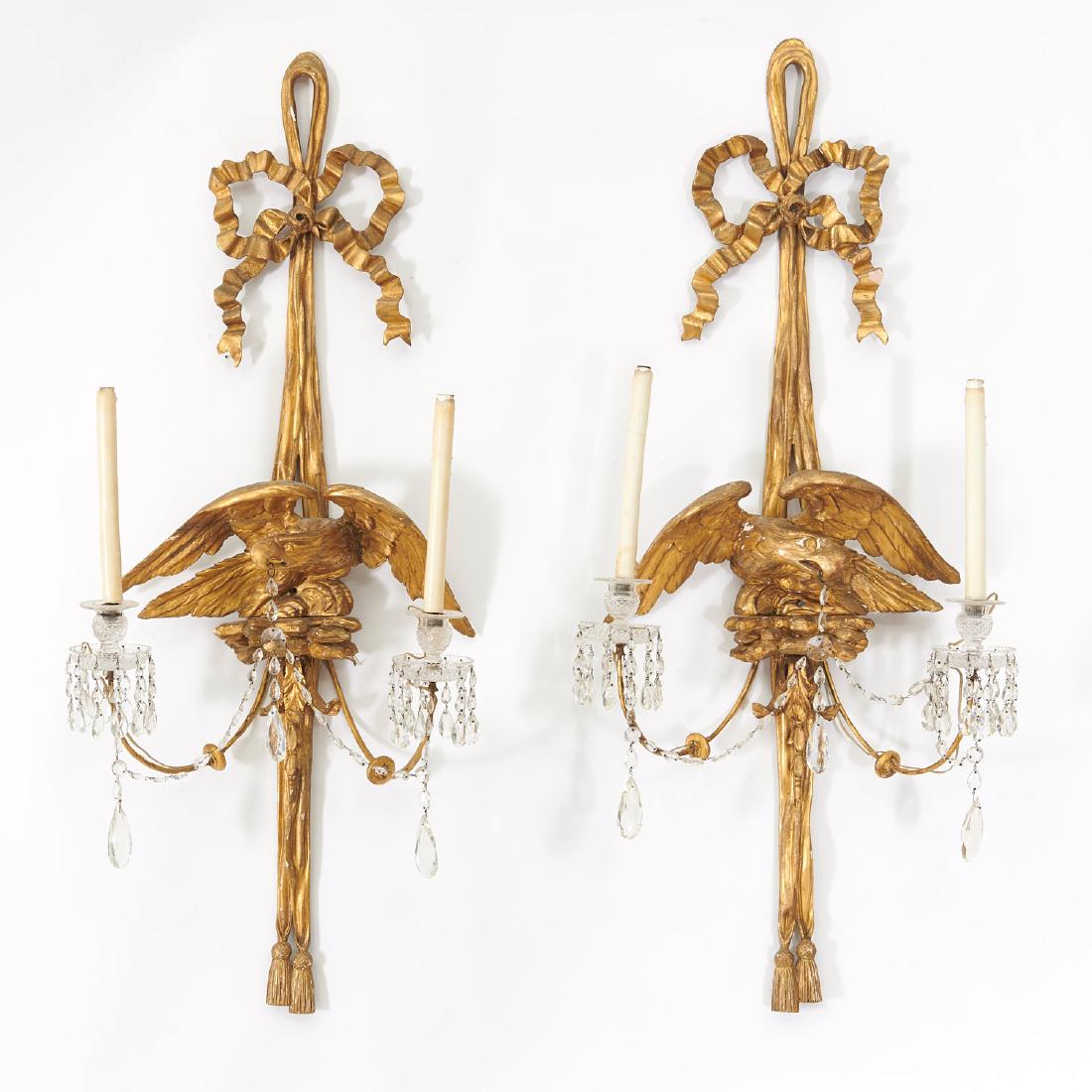 Pair fine large Regency giltwood sconces (1 of 10)