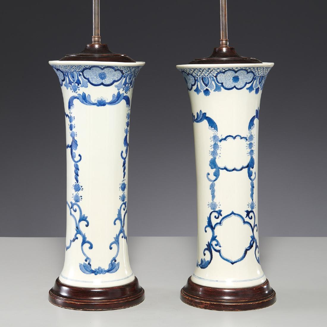 Pair Chinese blue and white Gu vase lamps (1 of 5)