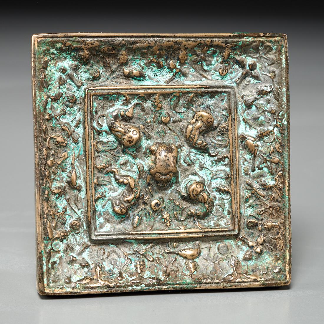 Old Chinese Tang style silvered bronze mirror (1 of 8)