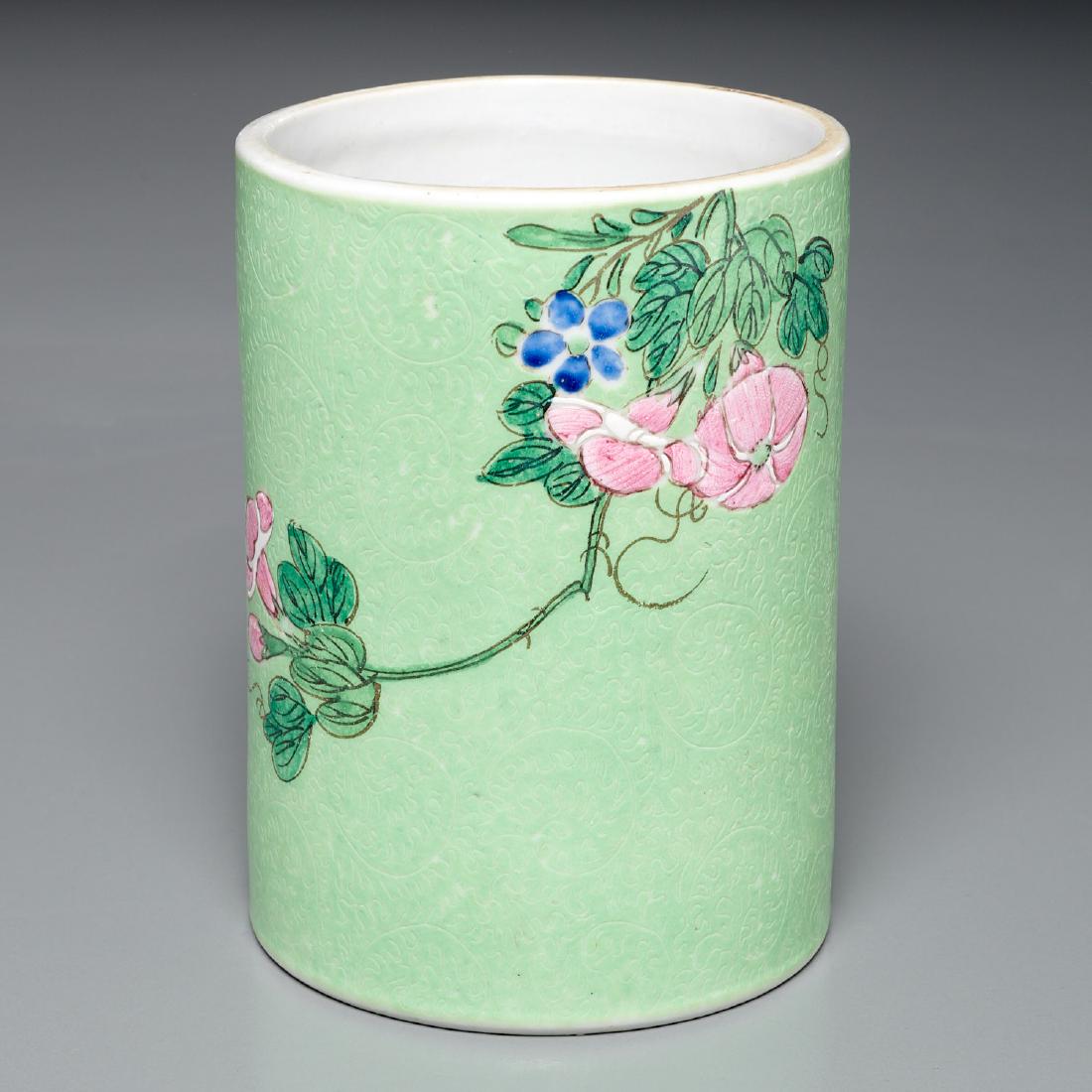 Chinese celadon sgraffito porcelain brush pot (1 of 7)