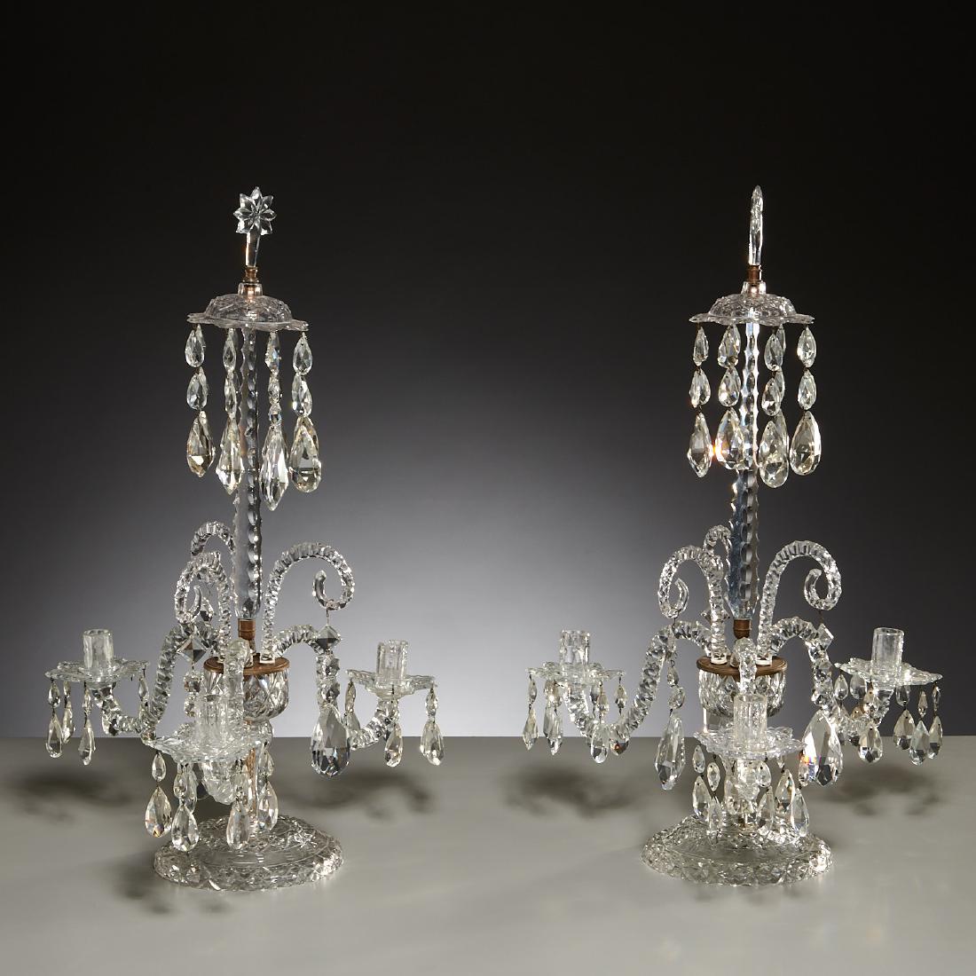 Pair Regency crystal and bronze candelabra (1 of 10)