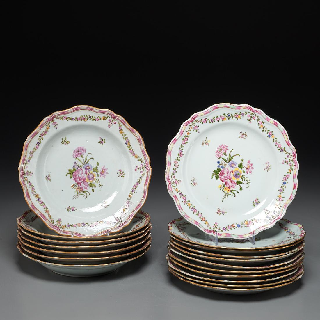 Group Chinese Export hand-painted porcelain dishes (1 of 8)