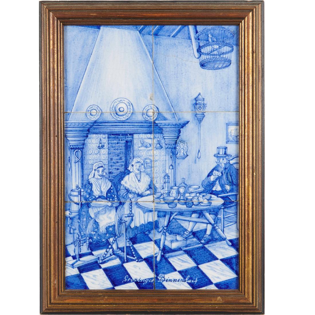 Framed Dutch Delft tile, "Groninger Binnenhuis" (1 of 8)