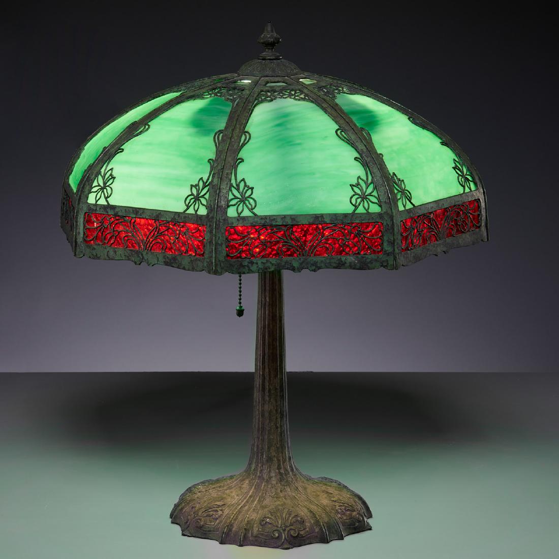 Handel (attrib.) paneled slag glass table lamp (1 of 10)