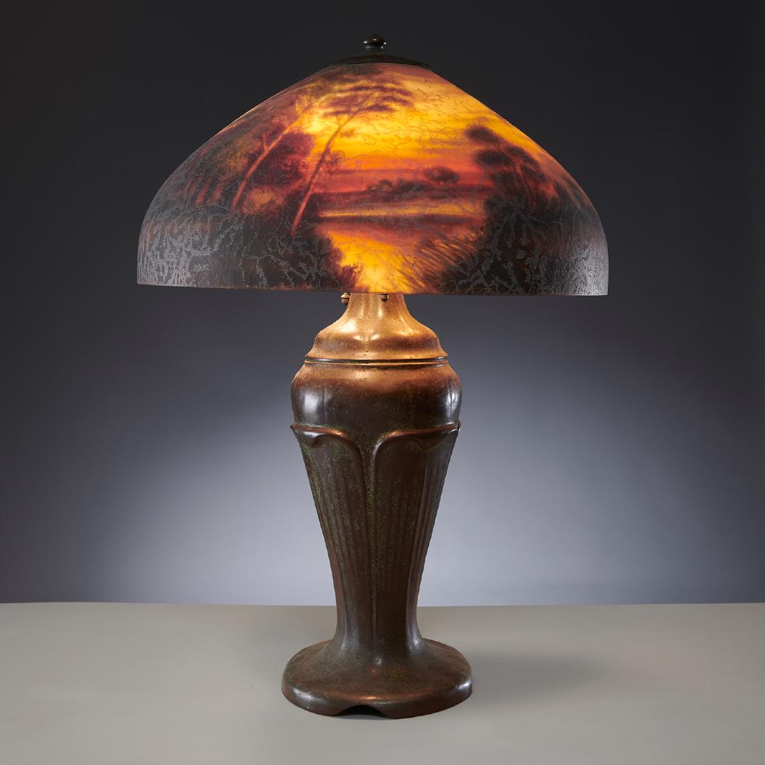 Handel Lamp Co., table lamp with landscape shade (1 of 10)