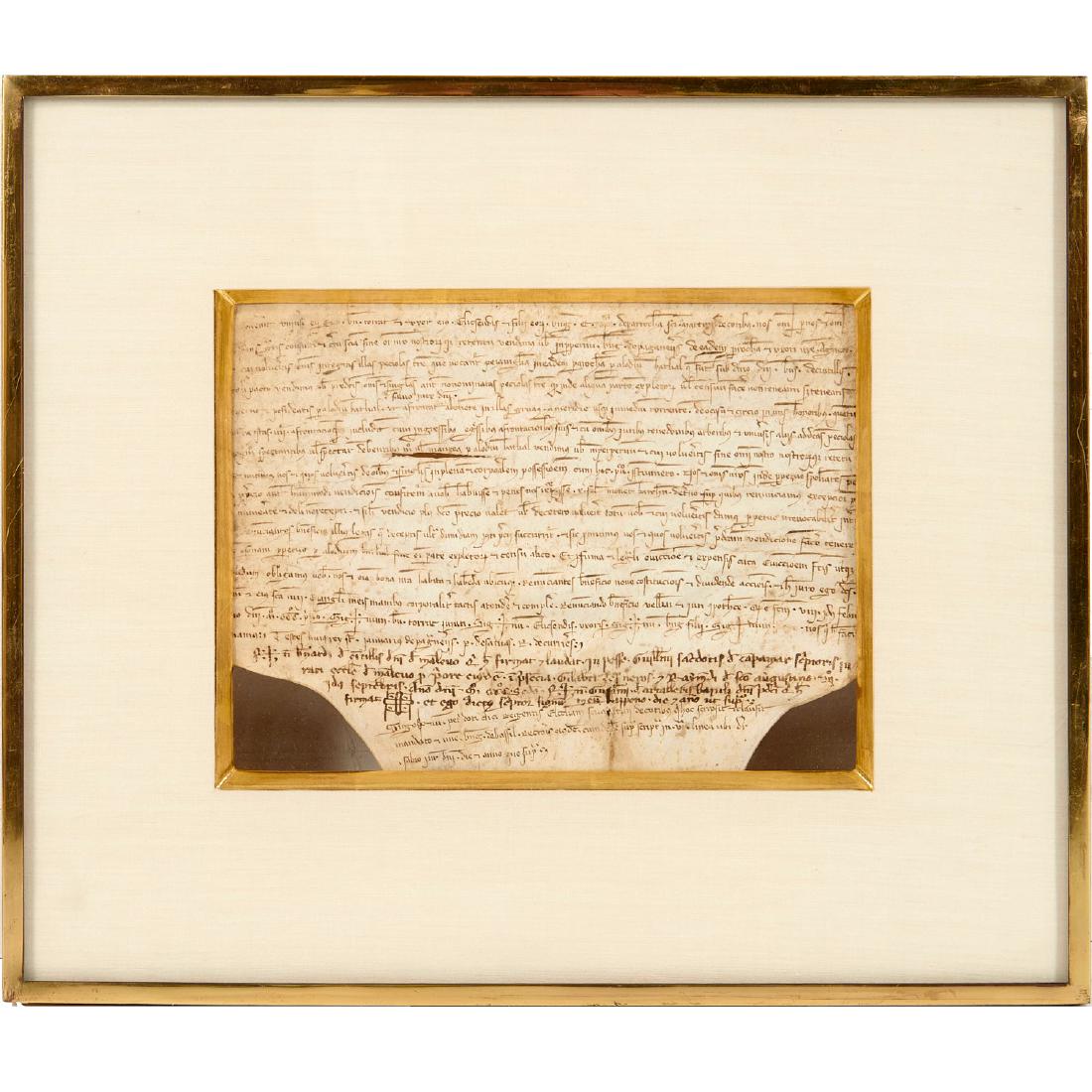 Medieval land transfer document, 14th c. Spain (1 of 9)