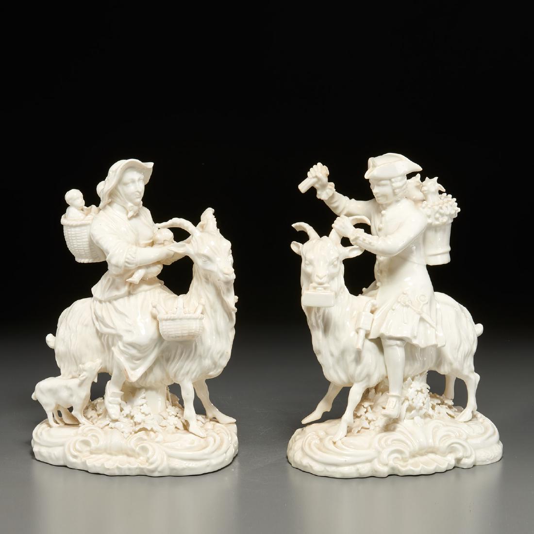 Rare pair Continental creamware figure groups (1 of 10)