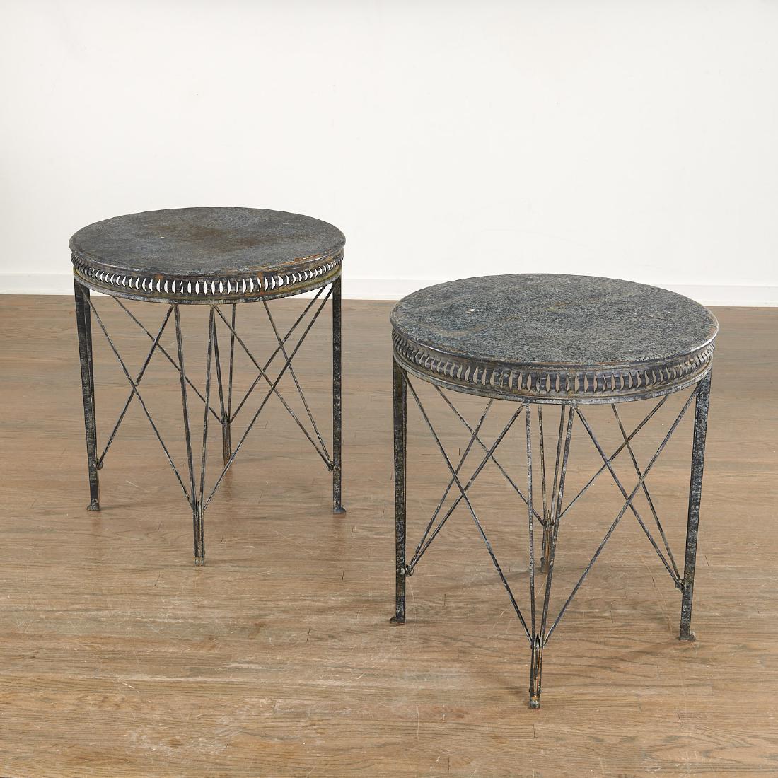 Pair Mid-Century campaign style steel gueridons (1 of 8)