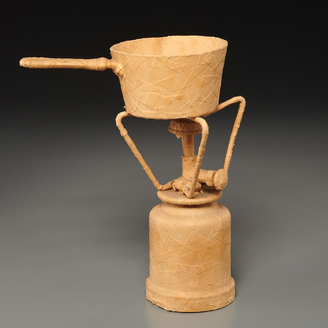 Erik Dietman, assemblage, 1964: Erik Dietman, assemblage, 1964, Erik Dietman (Swedish/French, b. 1937), "De Plastod", found pot and burner covered in bandages (two pieces), pen titled, signed and dated to underside, 12"h x 9"l x 6"w