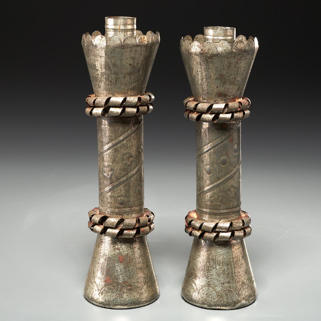 William Spratling, pair tin candlesticks (1 of 8)