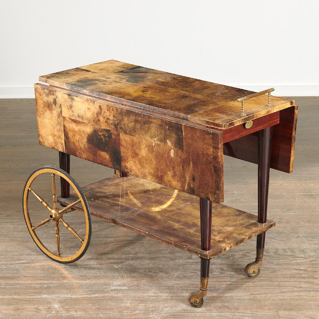 Aldo Tura drop-leaf rolling bar cart (1 of 10)