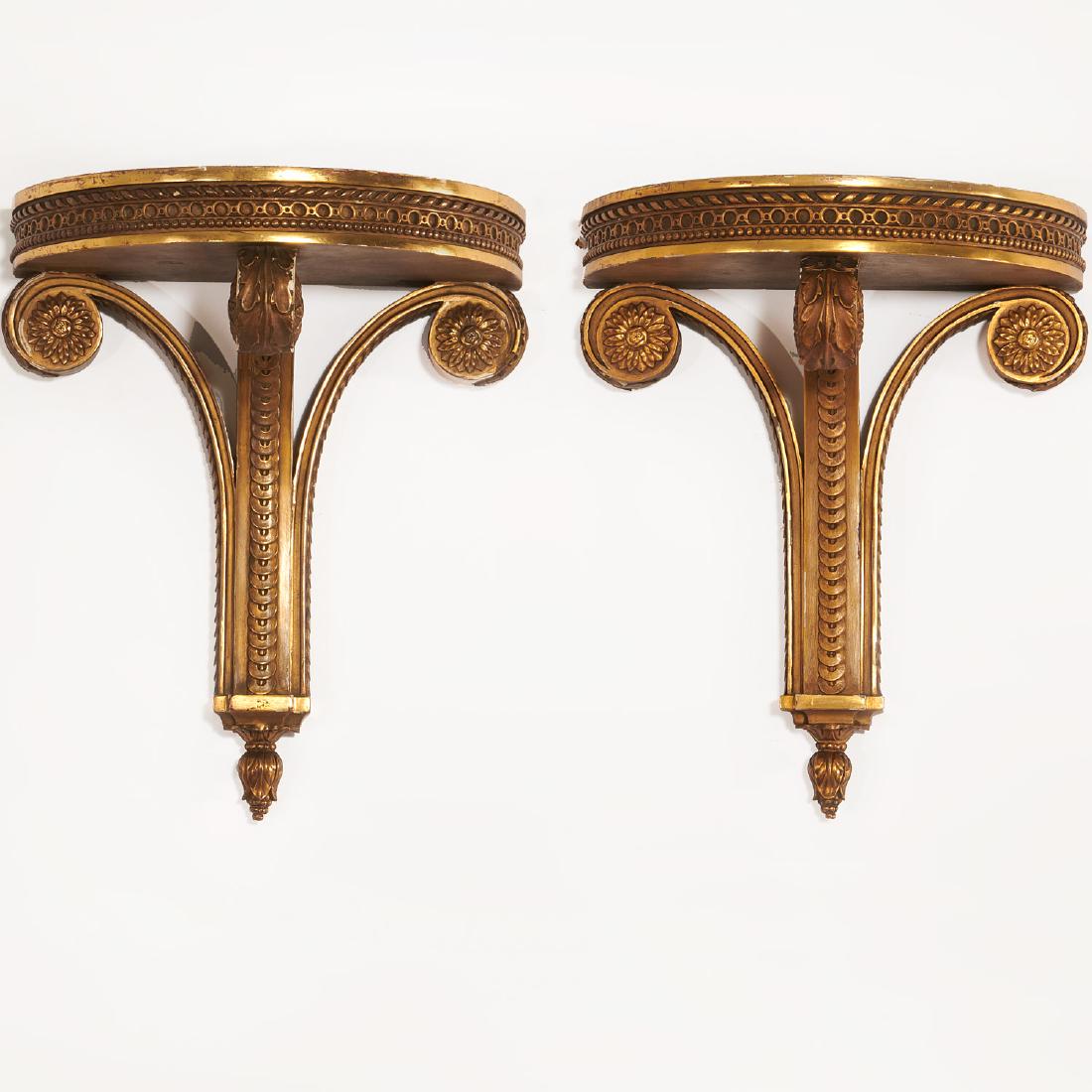 Pair Louis XVI style carved giltwood wall brackets (1 of 6)