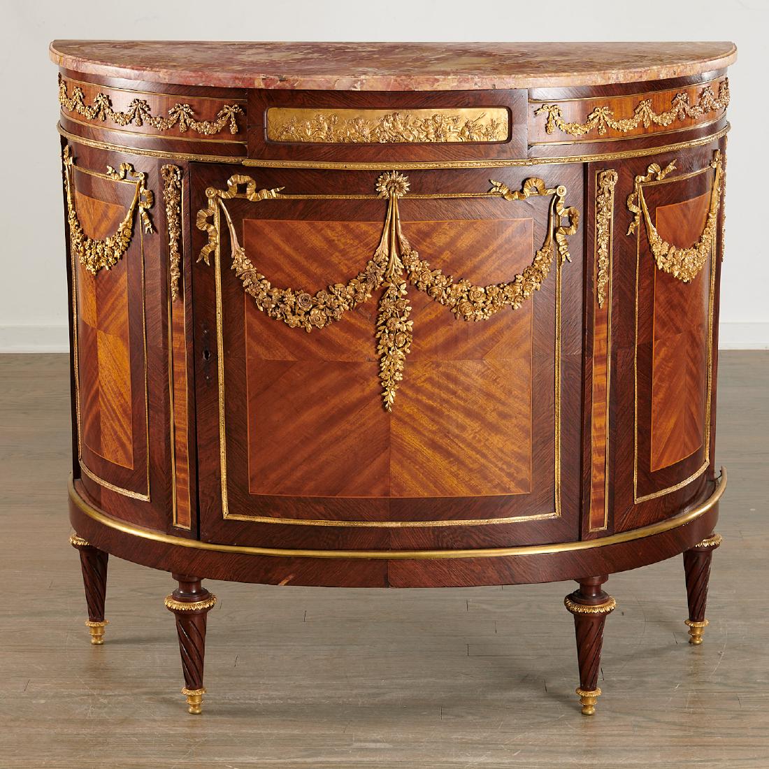 Louis XVI style demi-lune commode after Linke (1 of 9)