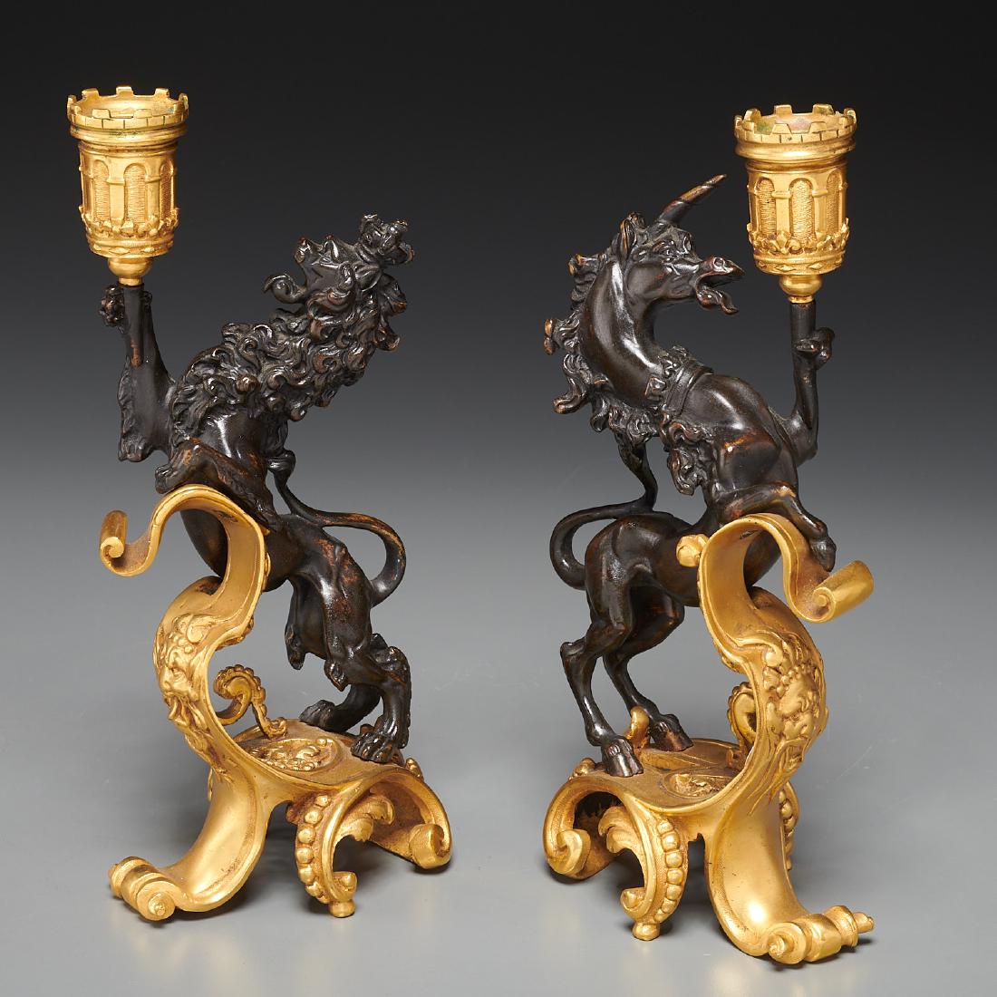Pair English gilt bronze figural candlesticks (1 of 8)