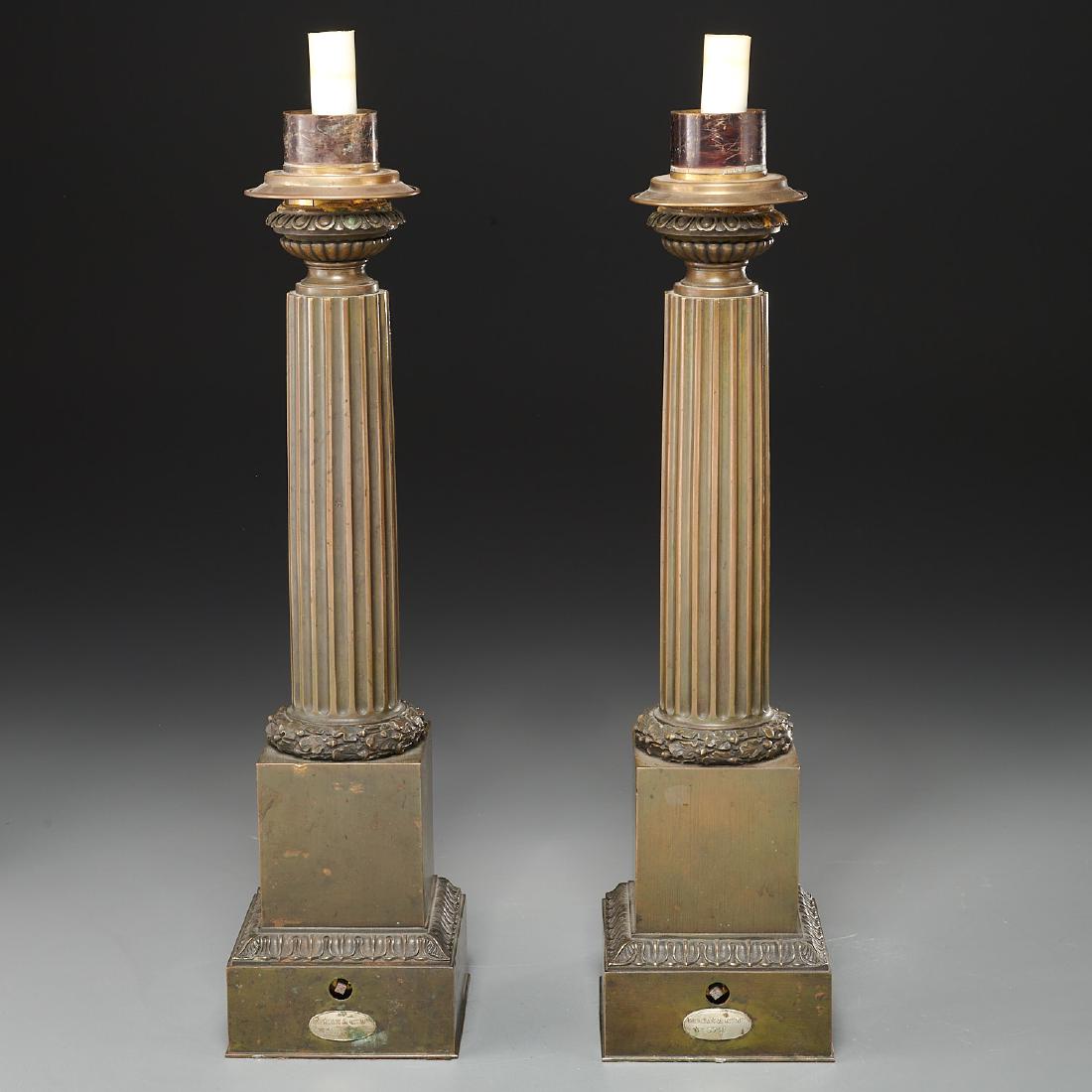 Pair French Empire columnar lamps, Decan et Cie (1 of 6)