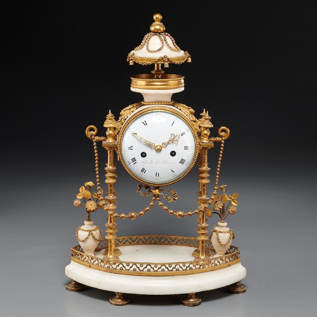 Louis XVI bronze, marble clock by Gavelle L'Aine (1 of 8)
