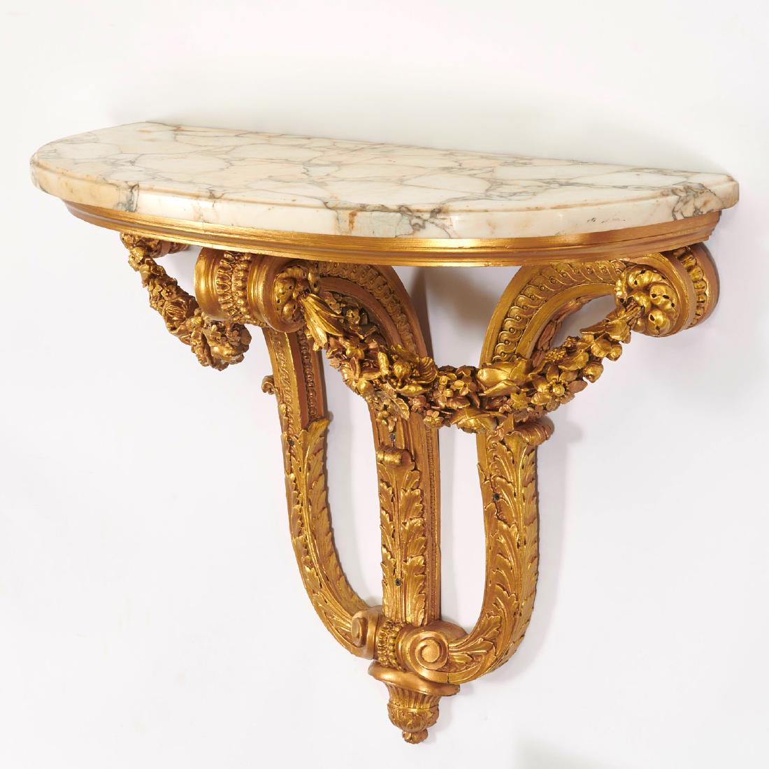Louis XVI style giltwood demilune bracket console (1 of 9)
