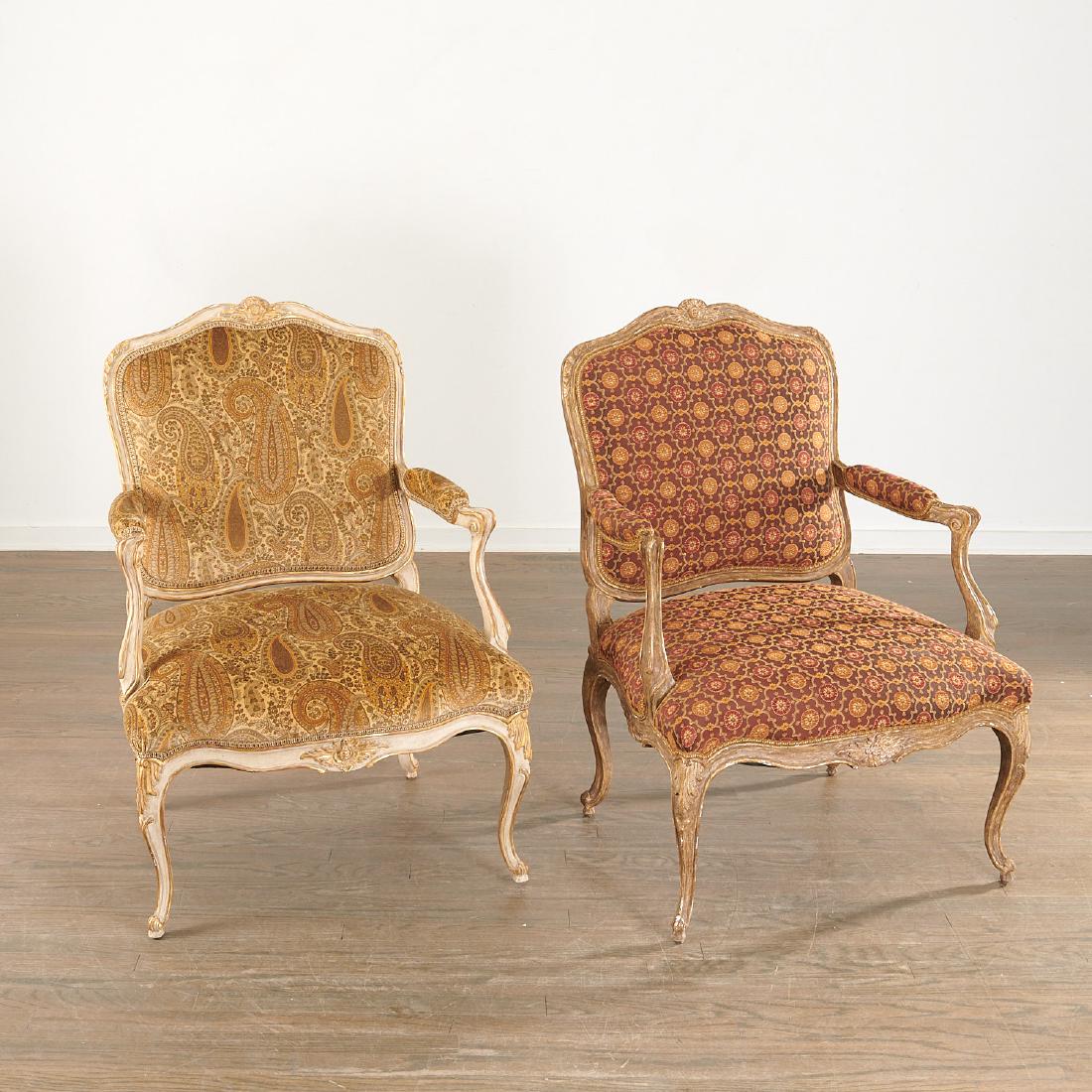 Pair Louis XV style fauteuils a la reine (1 of 8)